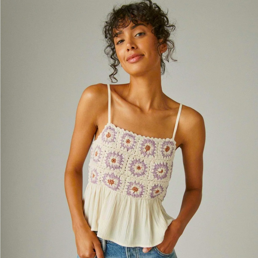 Lucky Brand Crochet babydoll cami